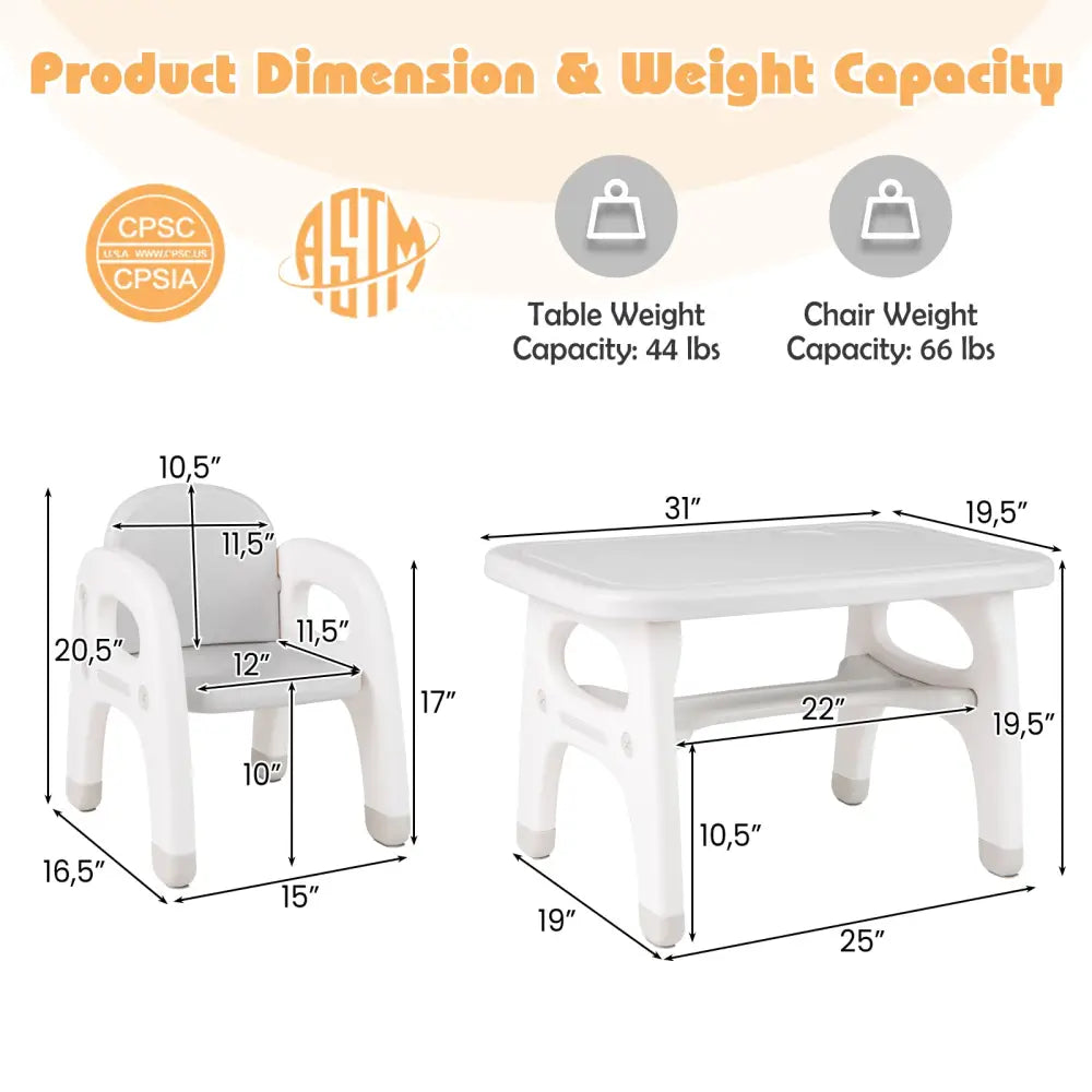 Kids Activity Table and Chair Set with Montessori Toys for Preschool and Kindergarten-Gray - Gray - Kids Table & Chair