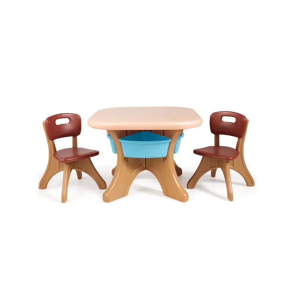Kids Activity Table & Chair Set Play Furniture with Storage-Coffee - Brown - Kids Table & Chair Sets