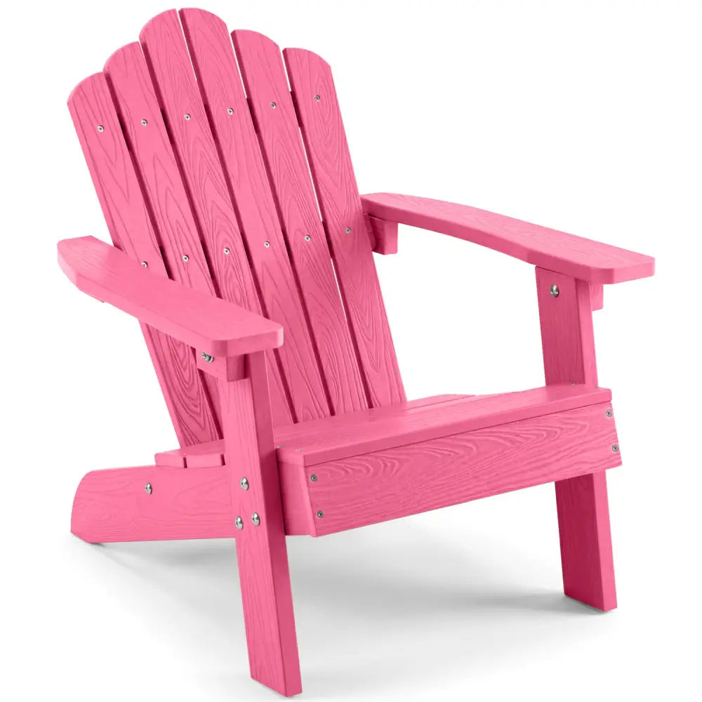 Kids Adirondack Chair All-weather Outdoor Chair for Children with Tilted High Backrest-Pink - Pink - Kids Chairs &