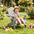 Kids Adirondack Chair All-weather Outdoor Chair for Children with Tilted High Backrest-Grey - Gray - Kids Chairs &