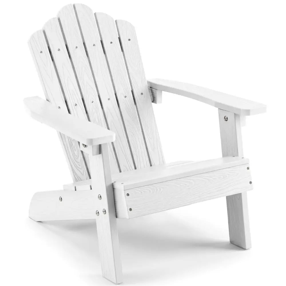 Kids Adirondack Chair All-weather Outdoor Chair for Children with Tilted High Backrest-White - White - Kids Chairs &