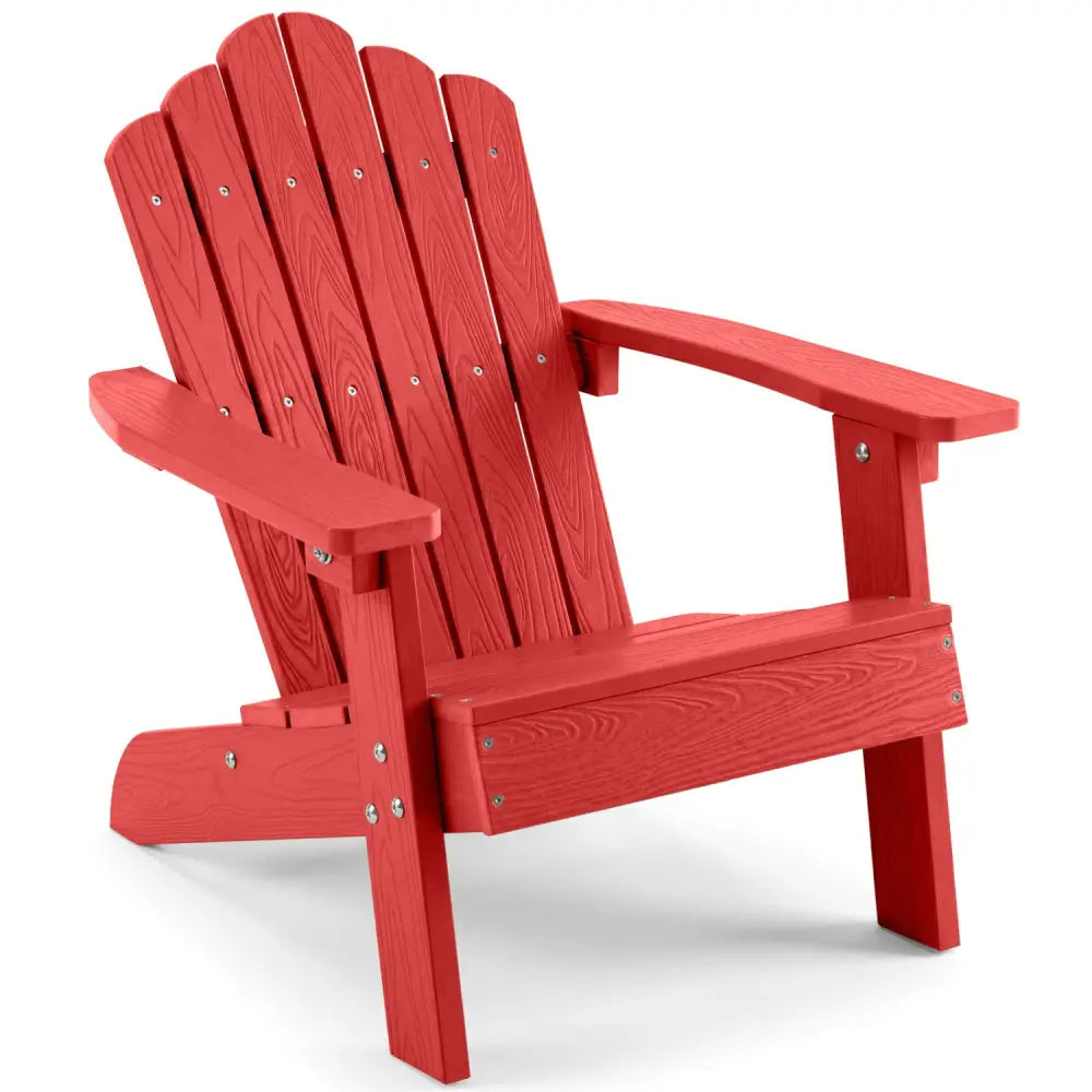 Kids Adirondack Chair All-weather Outdoor Chair for Children with Tilted High Backrest-Red - Red - Kids Chairs & Seating