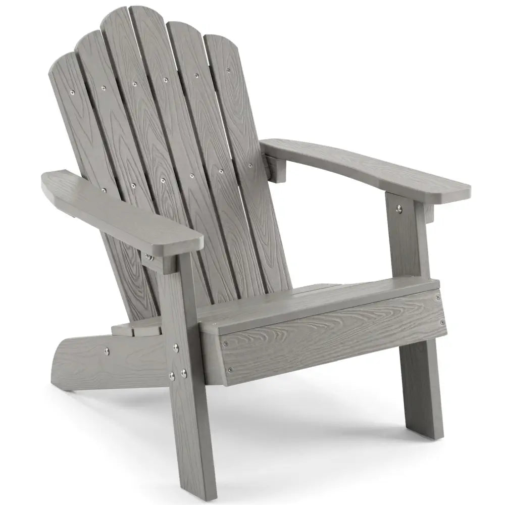 Kids Adirondack Chair All-weather Outdoor Chair for Children with Tilted High Backrest-Grey - Gray - Kids Chairs &