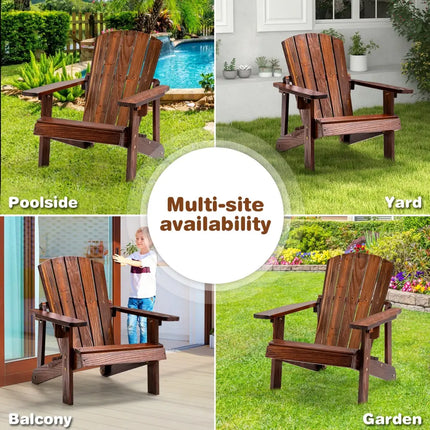 Kid’s Adirondack Chair with High Backrest and Arm Rest-Coffee - Coffee - Adirondack Chairs