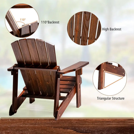 Kid’s Adirondack Chair with High Backrest and Arm Rest-Coffee - Coffee - Adirondack Chairs