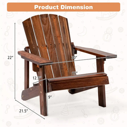 Kid’s Adirondack Chair with High Backrest and Arm Rest-Coffee - Coffee - Adirondack Chairs
