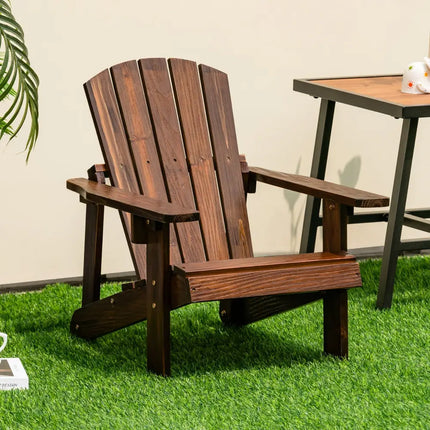 Kid’s Adirondack Chair with High Backrest and Arm Rest-Coffee - Coffee - Adirondack Chairs