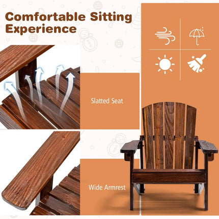 Kid’s Adirondack Chair with High Backrest and Arm Rest-Coffee - Coffee - Adirondack Chairs