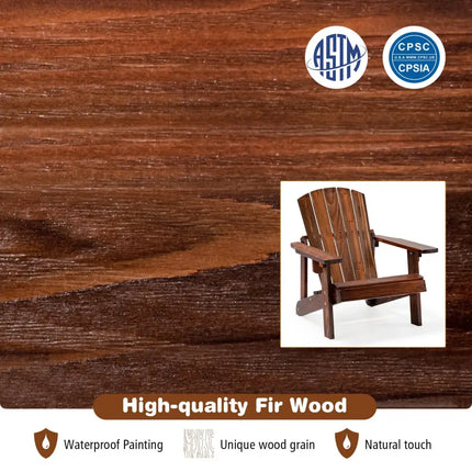 Kid’s Adirondack Chair with High Backrest and Arm Rest-Coffee - Coffee - Adirondack Chairs