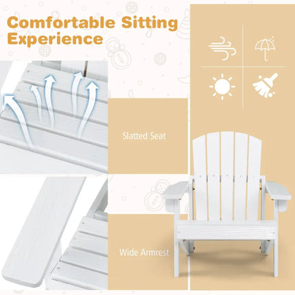 Kid’s Adirondack Chair with High Backrest and Arm Rest-White - White - Adirondack Chairs