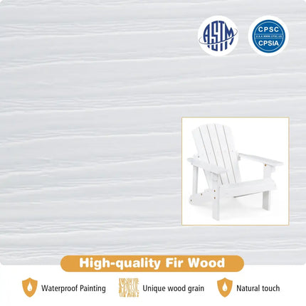 Kid’s Adirondack Chair with High Backrest and Arm Rest-White - White - Adirondack Chairs