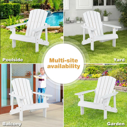 Kid’s Adirondack Chair with High Backrest and Arm Rest-White - White - Adirondack Chairs