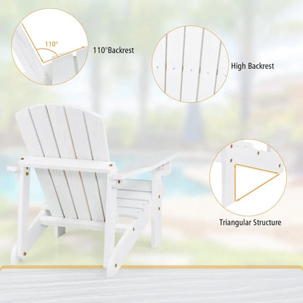 Kid’s Adirondack Chair with High Backrest and Arm Rest-White - White - Adirondack Chairs