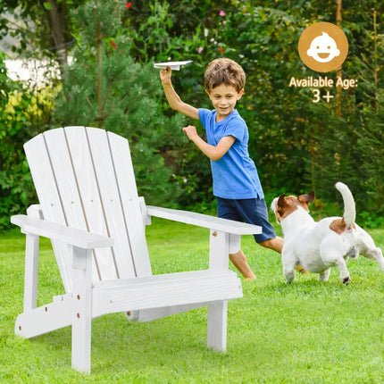 Kid’s Adirondack Chair with High Backrest and Arm Rest-White - White - Adirondack Chairs