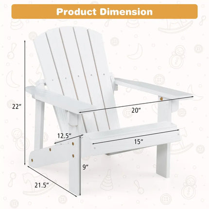 Kid’s Adirondack Chair with High Backrest and Arm Rest-White - White - Adirondack Chairs