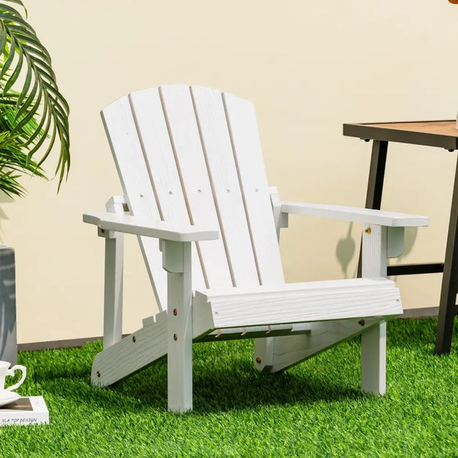 Kid’s Adirondack Chair with High Backrest and Arm Rest-White - White - Adirondack Chairs