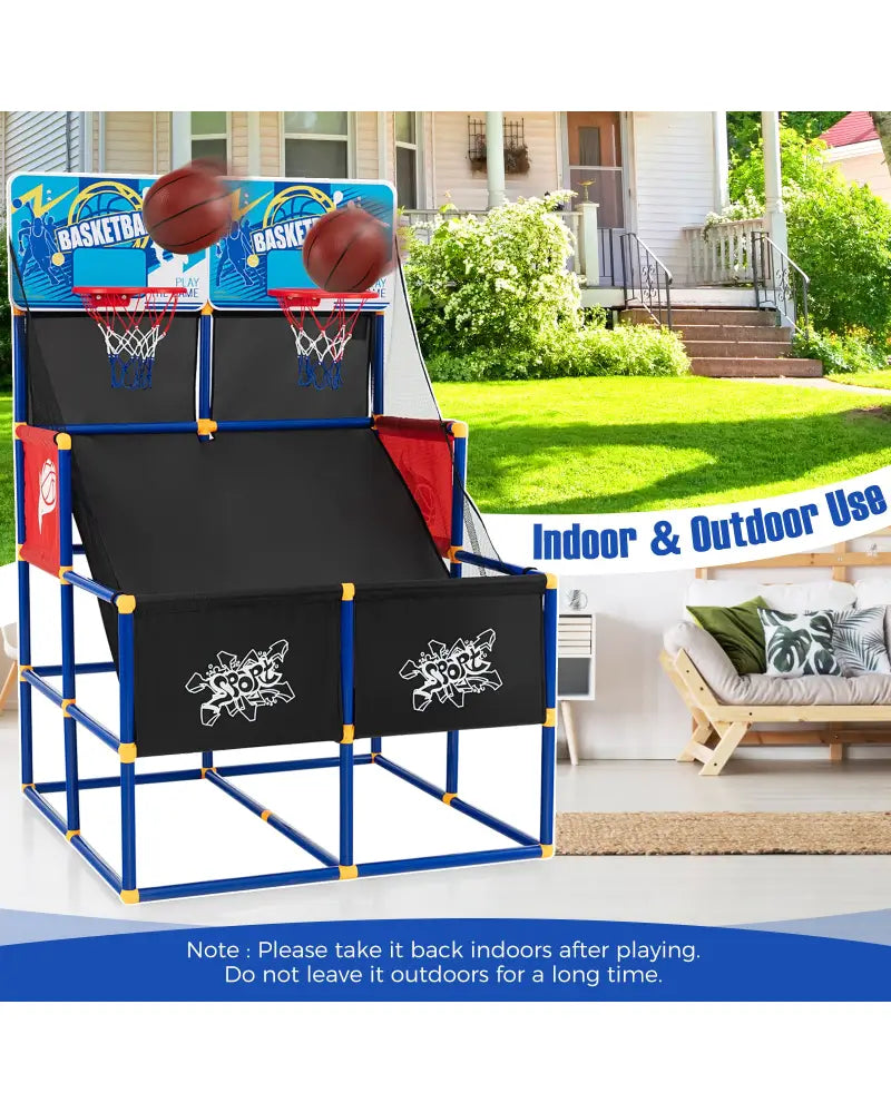 Kids Arcade Basketball Game Set with 4 Basketballs and Ball Pump - Multicolor - Game Room