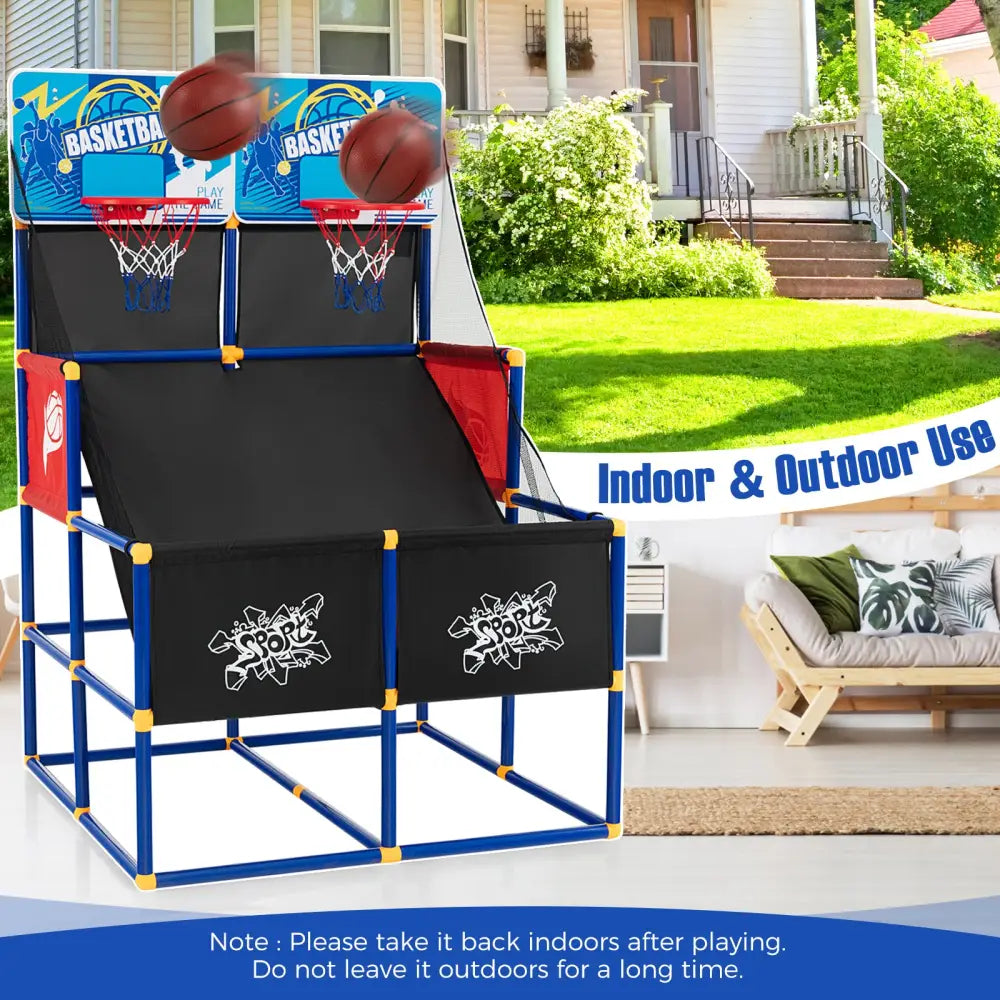 Kids Arcade Basketball Game Set with 4 Basketballs and Ball Pump - Multicolor - Game Room
