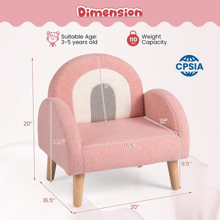 Kids Armchair with Comfy Backrest and Armrests-Pink - Pink - Kids Chairs & Seating