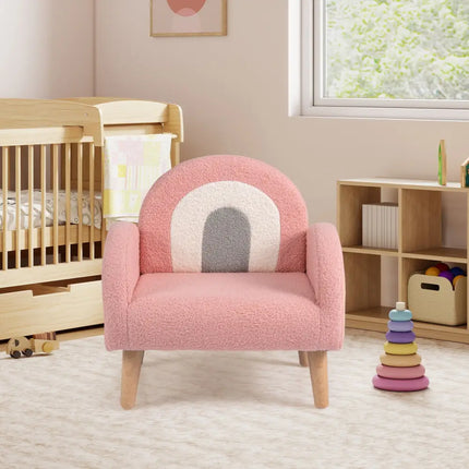 Kids Armchair with Comfy Backrest and Armrests-Pink - Pink - Kids Chairs & Seating