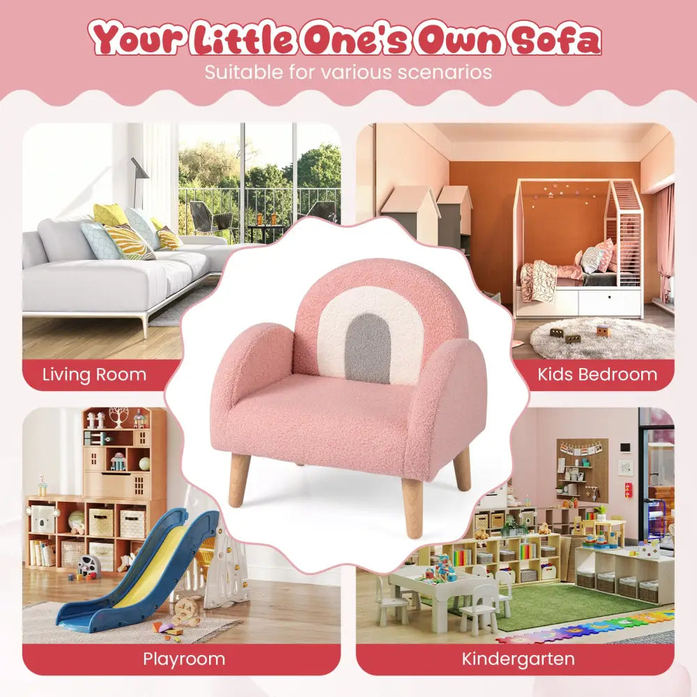 Kids Armchair with Comfy Backrest and Armrests-Pink - Pink - Kids Chairs & Seating