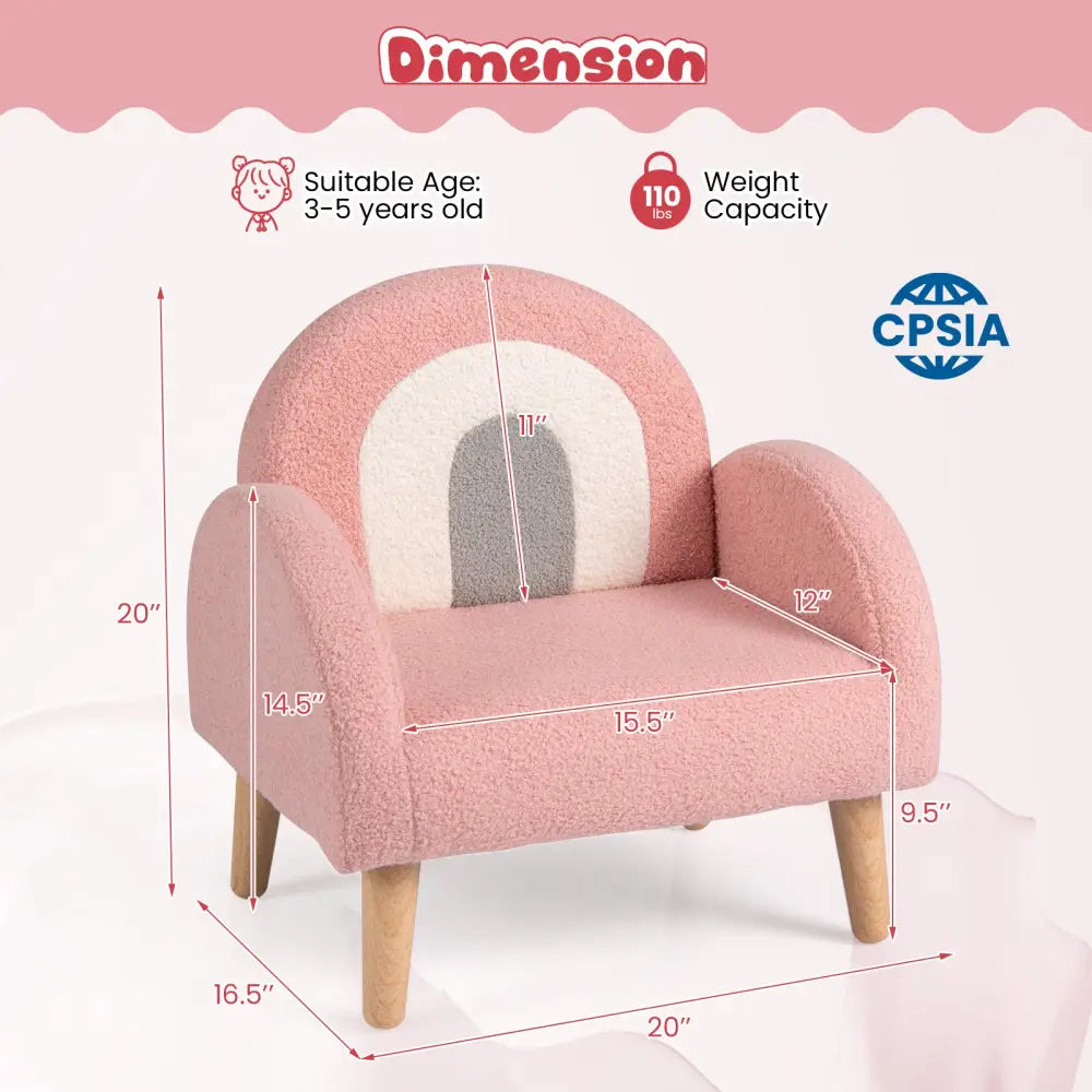 Kids Armchair with Comfy Backrest and Armrests-Pink - Pink - Kids Chairs & Seating
