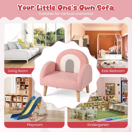 Kids Armchair with Comfy Backrest and Armrests-Pink - Pink - Kids Chairs & Seating