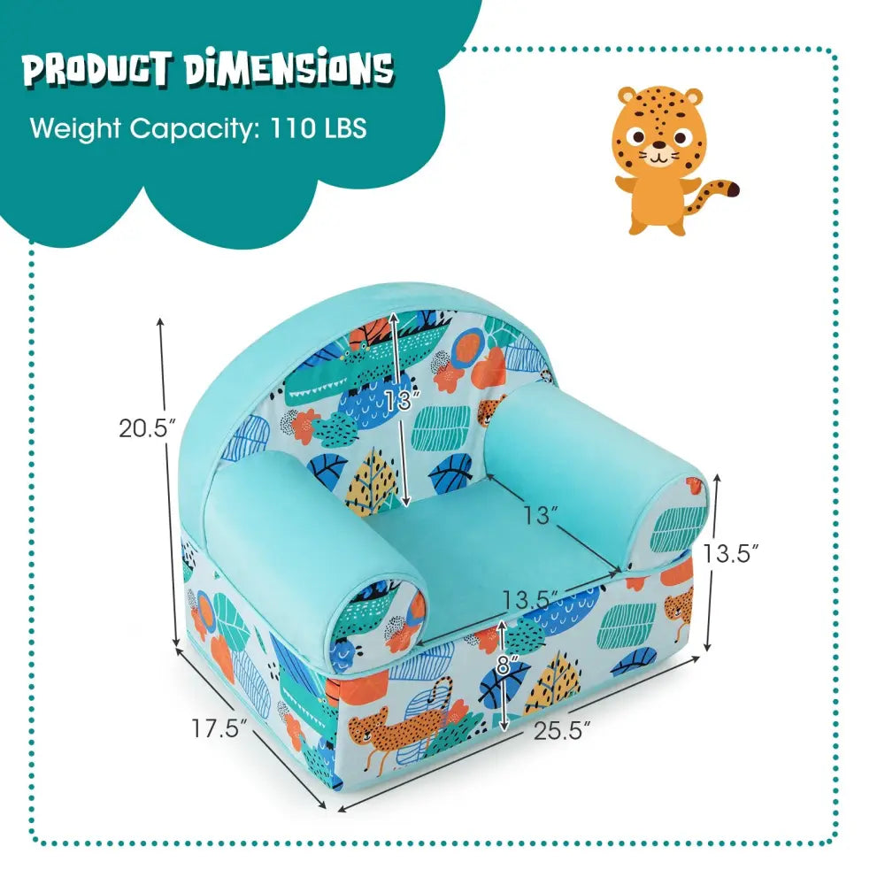 Kids Armchair with Plush Velvet Cover and Soft Sponge Filling-Blue - Blue - Kids Chairs & Seating