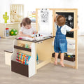 Kids Art Center Wooden Table Bench Set-Brown - Brown - Kids Table & Chair Sets
