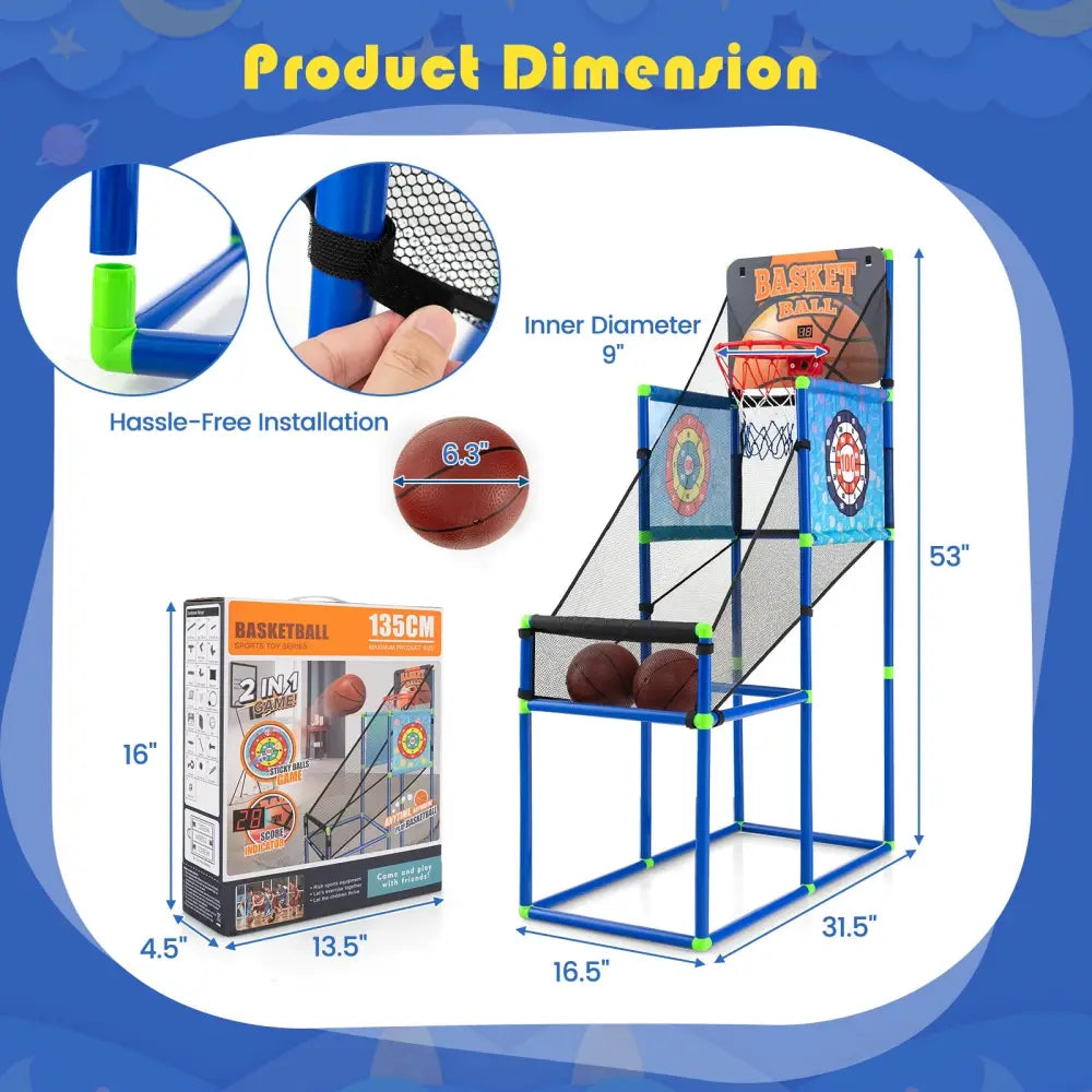 Kids Basketball Arcade Game with Electronic Scoreboard and Sound Effect - Game Room