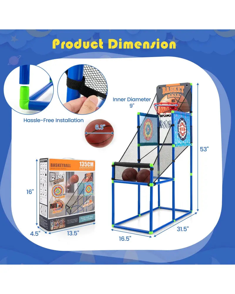 Kids Basketball Arcade Game with Electronic Scoreboard and Sound Effect - Game Room