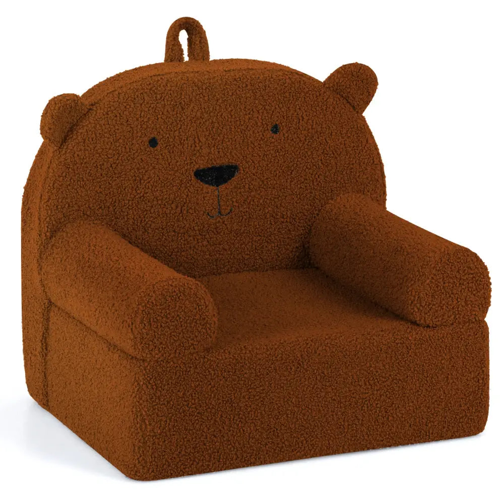 Kids Bear Sofa Toddler Foam Couch with Soft Fleece Fabric Cover-Brown - Brown - Kids Chairs & Seating