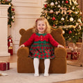 Kids Bear Sofa Toddler Foam Couch with Soft Fleece Fabric Cover-Brown - Brown - Kids Chairs & Seating