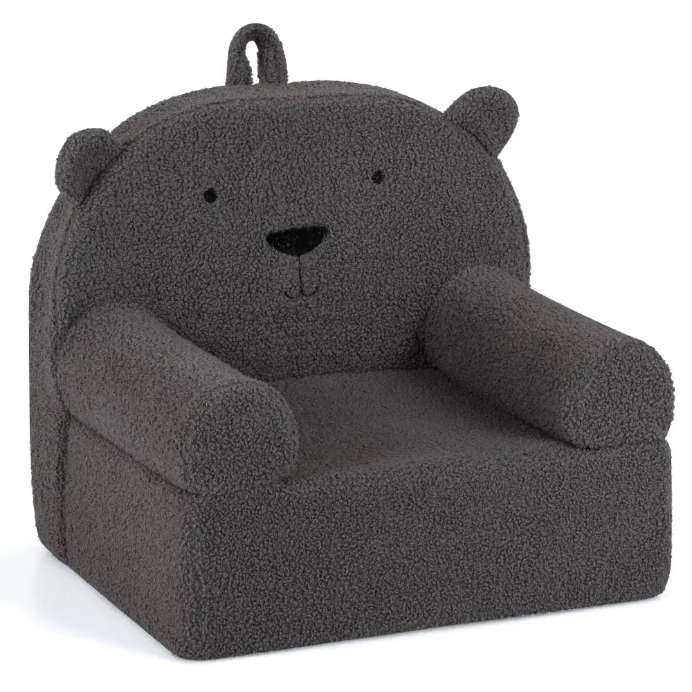 Kids Bear Sofa Toddler Foam Couch with Soft Fleece Fabric Cover-Gray - Gray - Kids Chairs & Seating