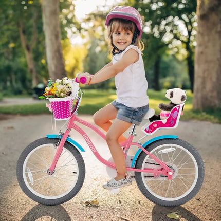 Kids Bicycle with Training Wheels and Basket for Boys and Girls Age 3 - 9 Years - 18 inches - Oasis Home Essentials
