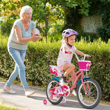 Kids Bicycle with Training Wheels and Basket for Boys and Girls Age 3 - 9 Years - 18 inches - Oasis Home Essentials