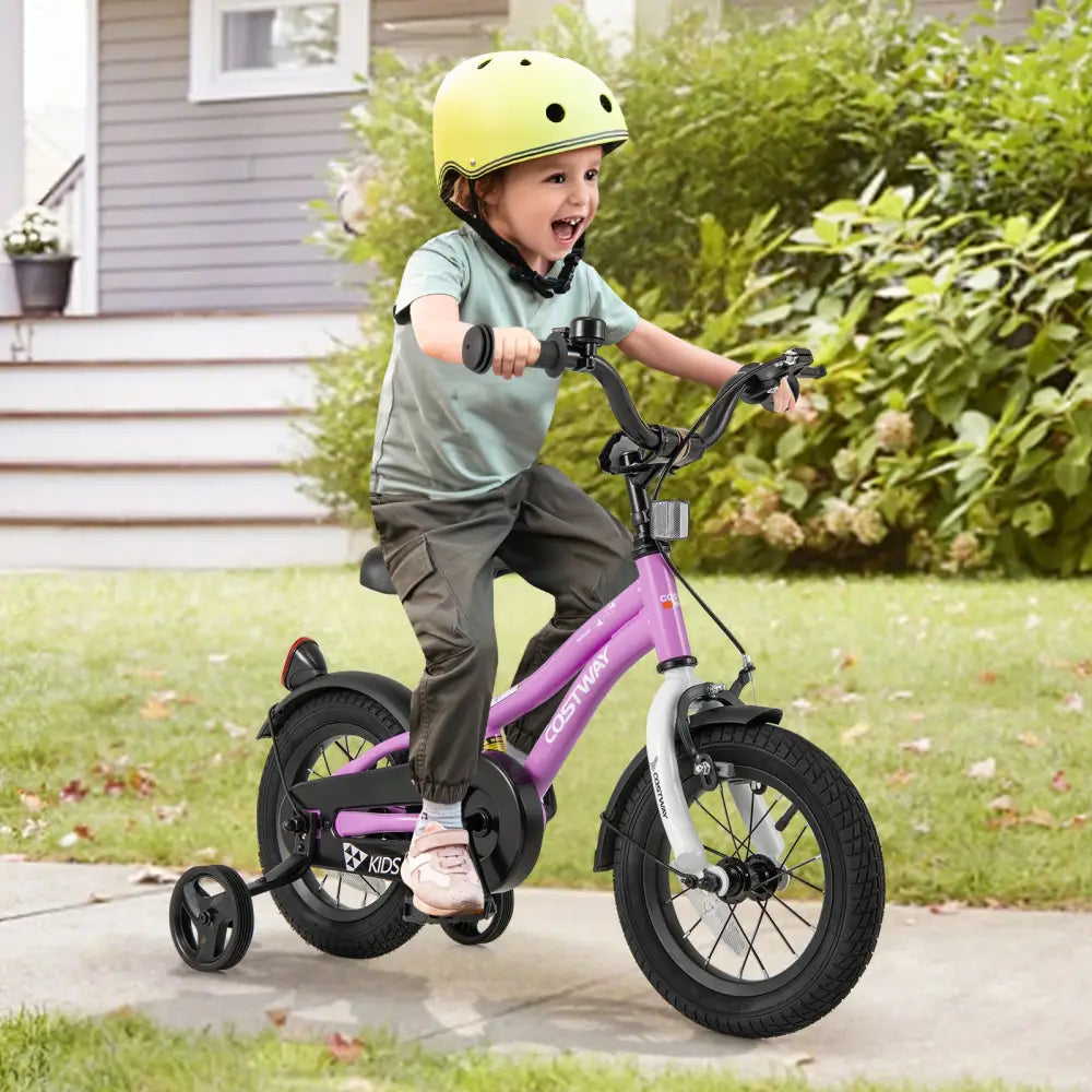 Kids Bike 12-Inch Children Training Bicycle with 2 Brake for 3-4 Years Old - Purple - Kids Bike