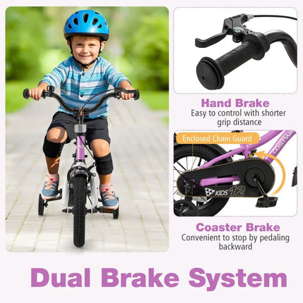Kids Bike 12 - Inch Children Training Bicycle with 2 Brake for 3 - 4 Years Old - Oasis Home Essentials