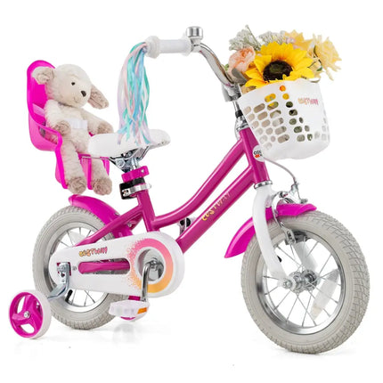 Kids Bike 12 Inch with Training Wheels and 2 Brake System for 3 - 4 Years Old - Oasis Home Essentials