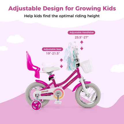 Kids Bike 12 Inch with Training Wheels and 2 Brake System for 3 - 4 Years Old - Oasis Home Essentials