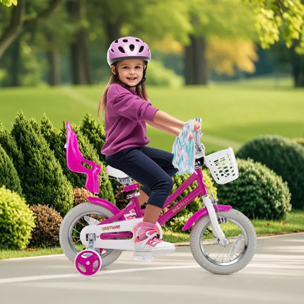 Kids Bike 12 Inch with Training Wheels and 2 Brake System for 3 - 4 Years Old - Oasis Home Essentials