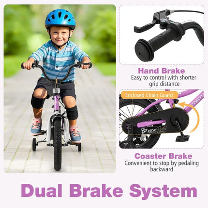 Kids Bike 14 - Inch Children Training Bicycle with 2 Brake for 3 - 5 Years Old - Oasis Home Essentials