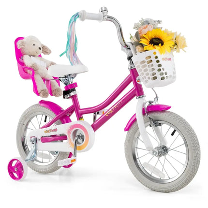 Kids Bike 14 Inch with Training Wheels and 2 Brake System for 3 - 5 Years Old - Oasis Home Essentials