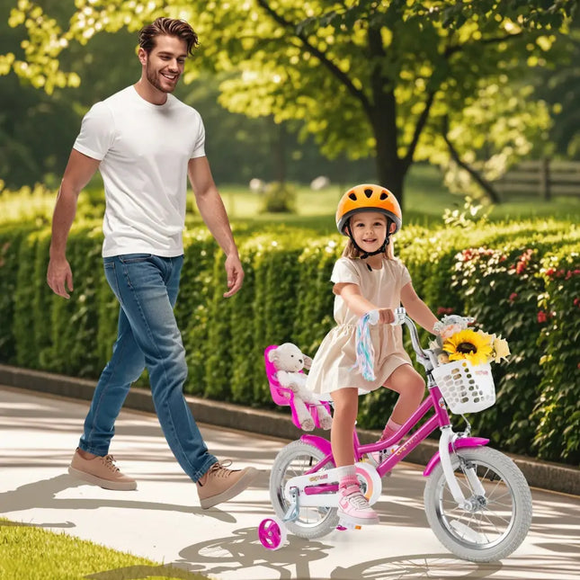 Kids Bike 14 Inch with Training Wheels and 2 Brake System for 3 - 5 Years Old - Oasis Home Essentials