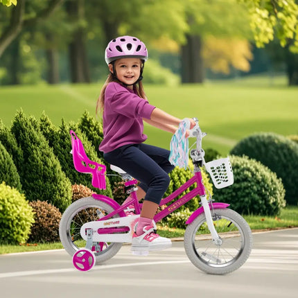 Kids Bike 14 Inch with Training Wheels and 2 Brake System for 3 - 5 Years Old - Oasis Home Essentials