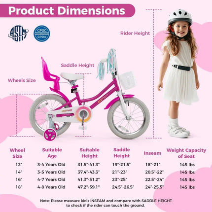 Kids Bike 16 Inch with Training Wheels and 2 Brake System for 4 - 7 Years Old - Oasis Home Essentials