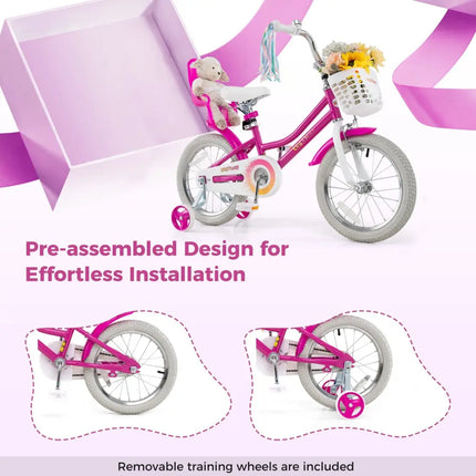 Kids Bike 16 Inch with Training Wheels and 2 Brake System for 4 - 7 Years Old - Oasis Home Essentials