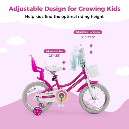 Kids Bike 16 Inch with Training Wheels and 2 Brake System for 4 - 7 Years Old - Oasis Home Essentials