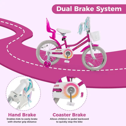 Kids Bike 16 Inch with Training Wheels and 2 Brake System for 4 - 7 Years Old - Oasis Home Essentials