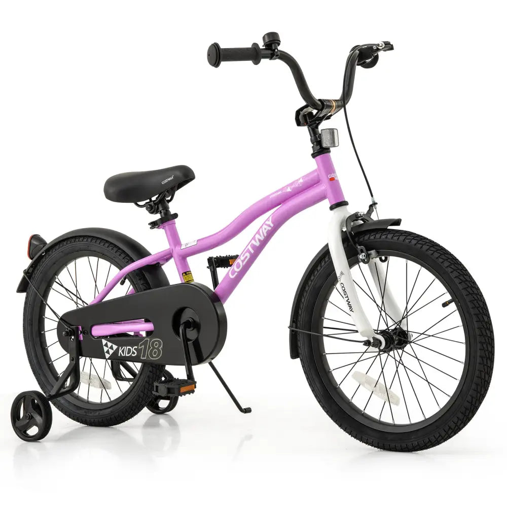 Kids Bike 18-Inch Children Training Bicycle with 2 Brake for 4-8 Years Old - Purple - Kids Bike
